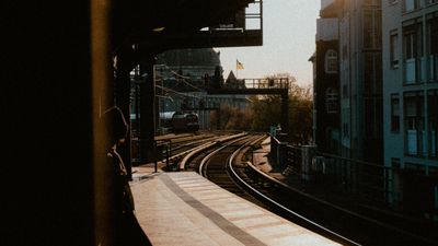 A view from within a train station