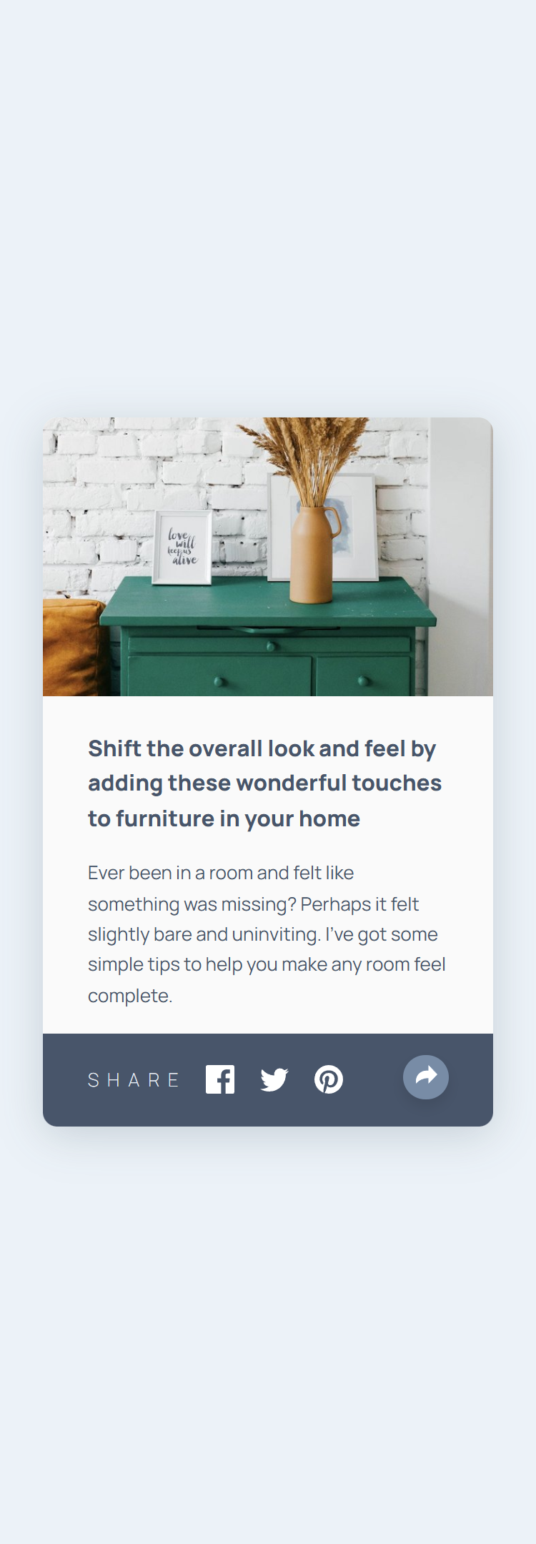 Share button active - mobile