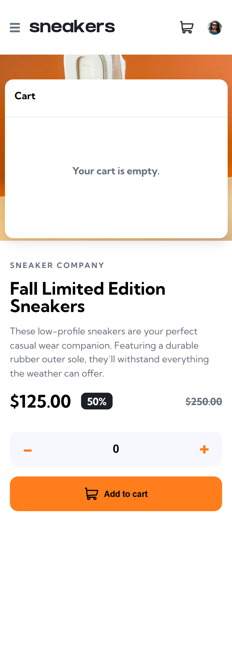 Cart - empty - mobile