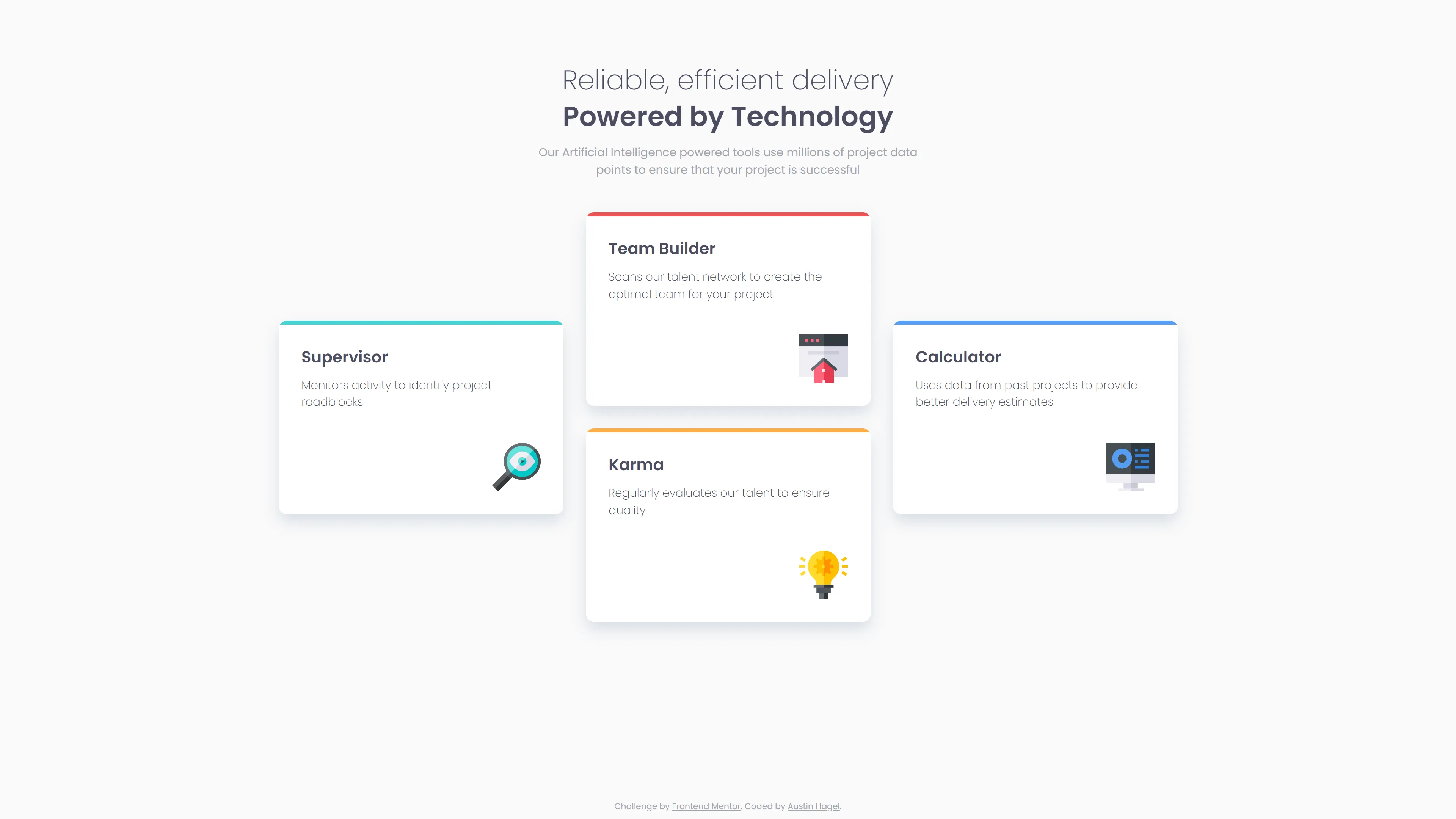 Four Card Feature Section — Main page