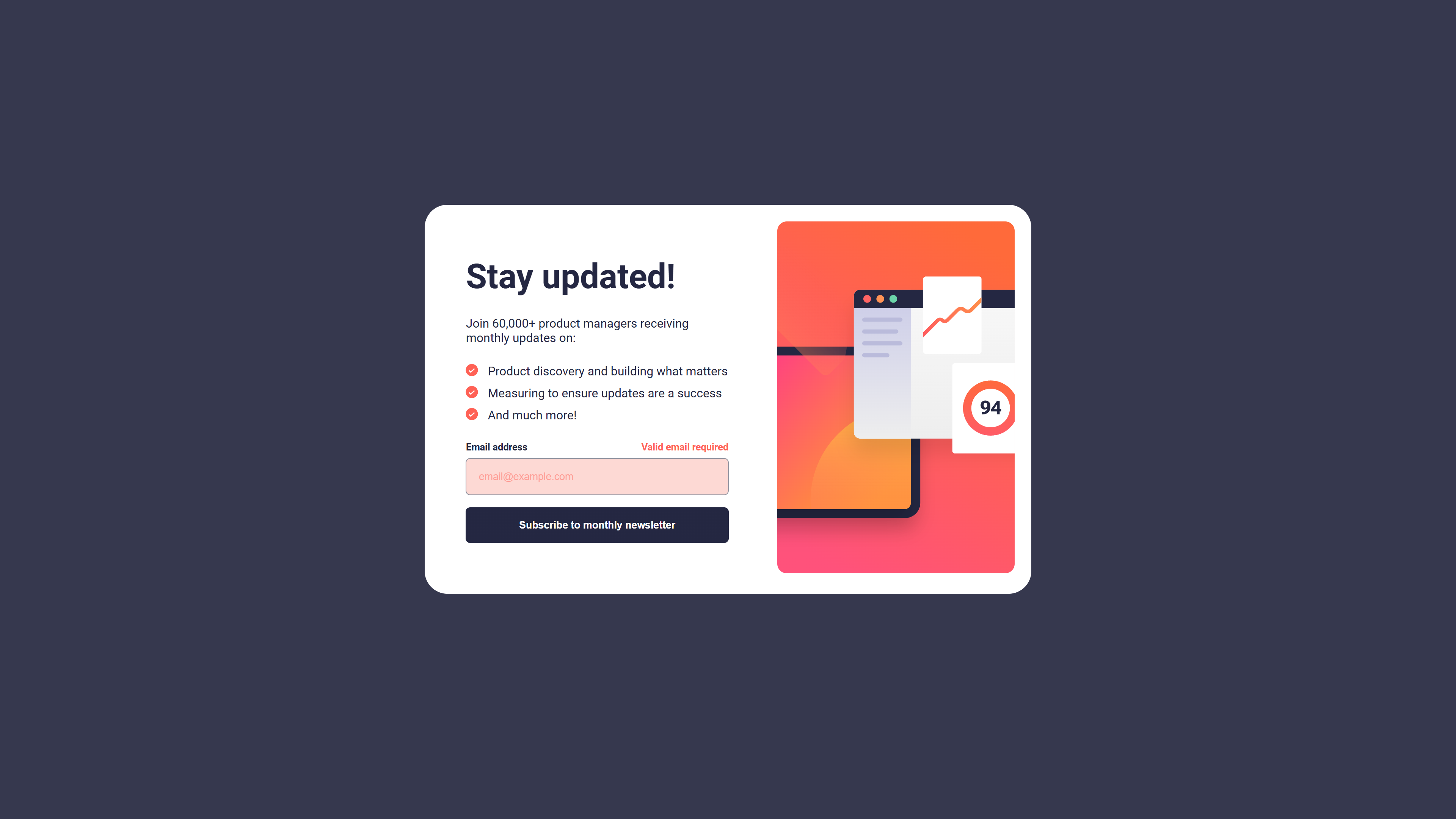 Main page - input validation