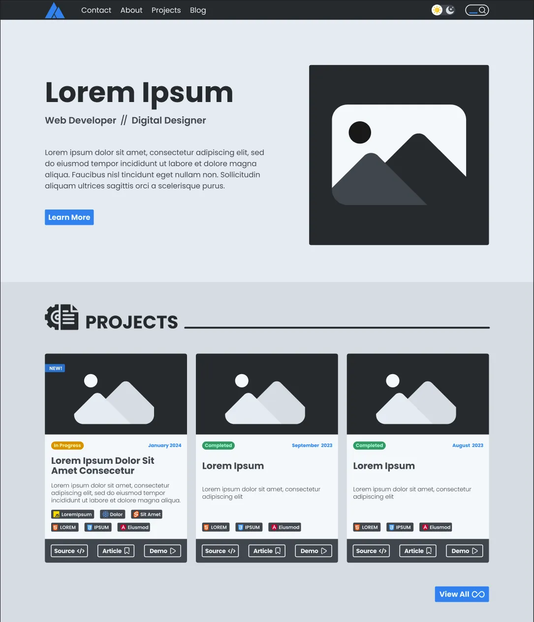 A skeleton design of a website