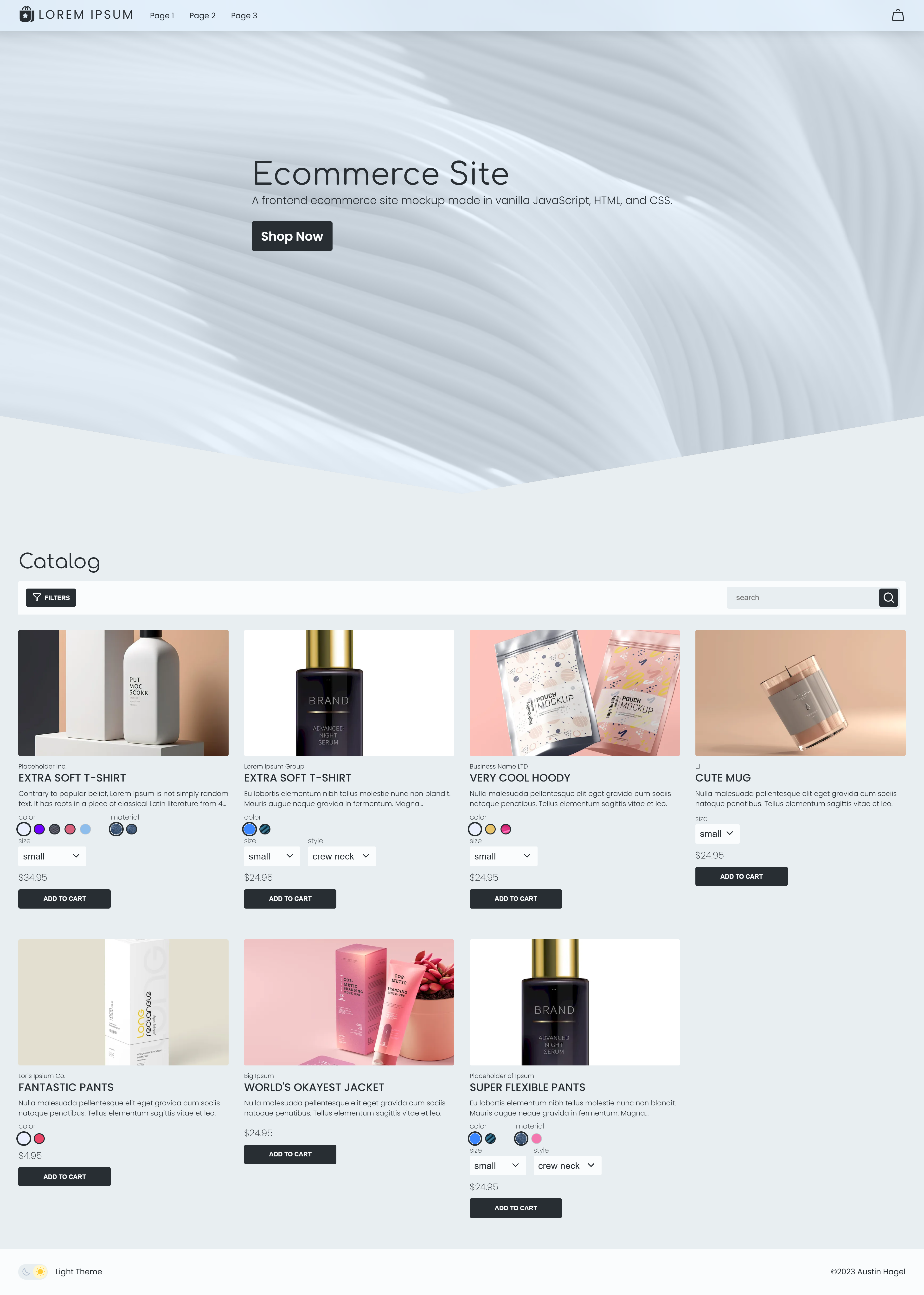 Home page (light mode)